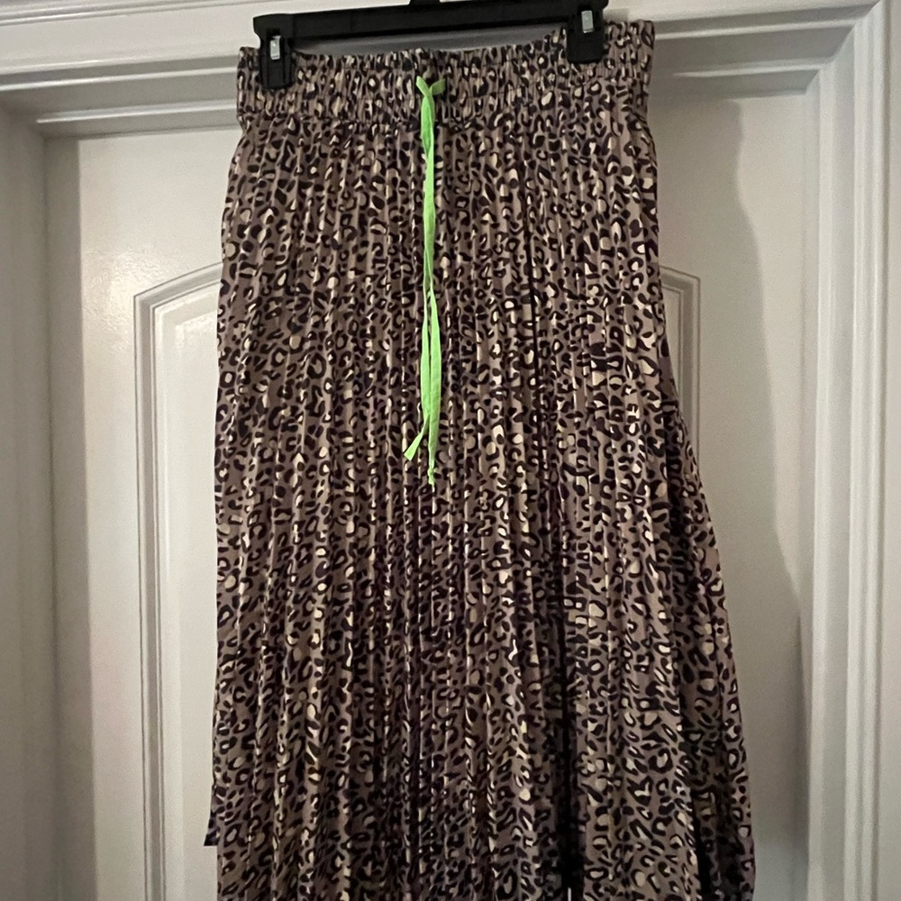 Wild Fable Animal Print A-Line Skirt with Neon Green Tie